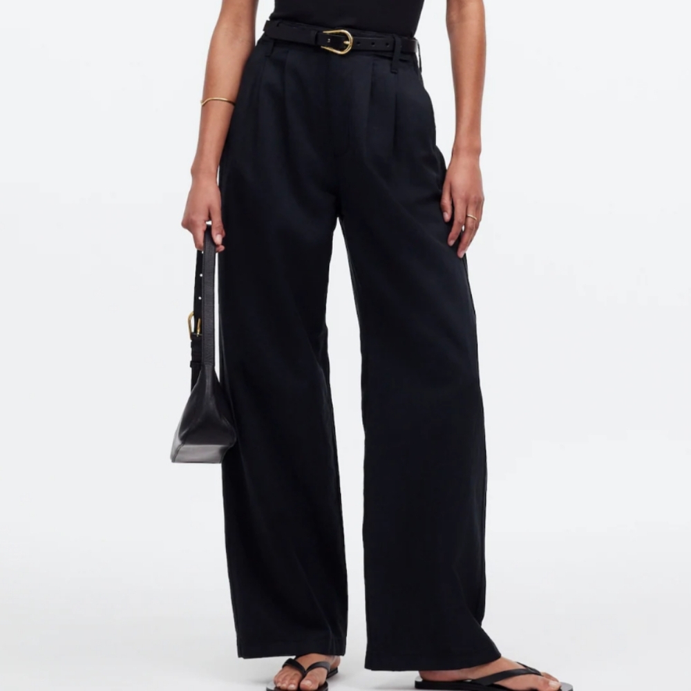 NWT Size 6P Madewell The Petite Harlow Wide-Leg Black Pant
